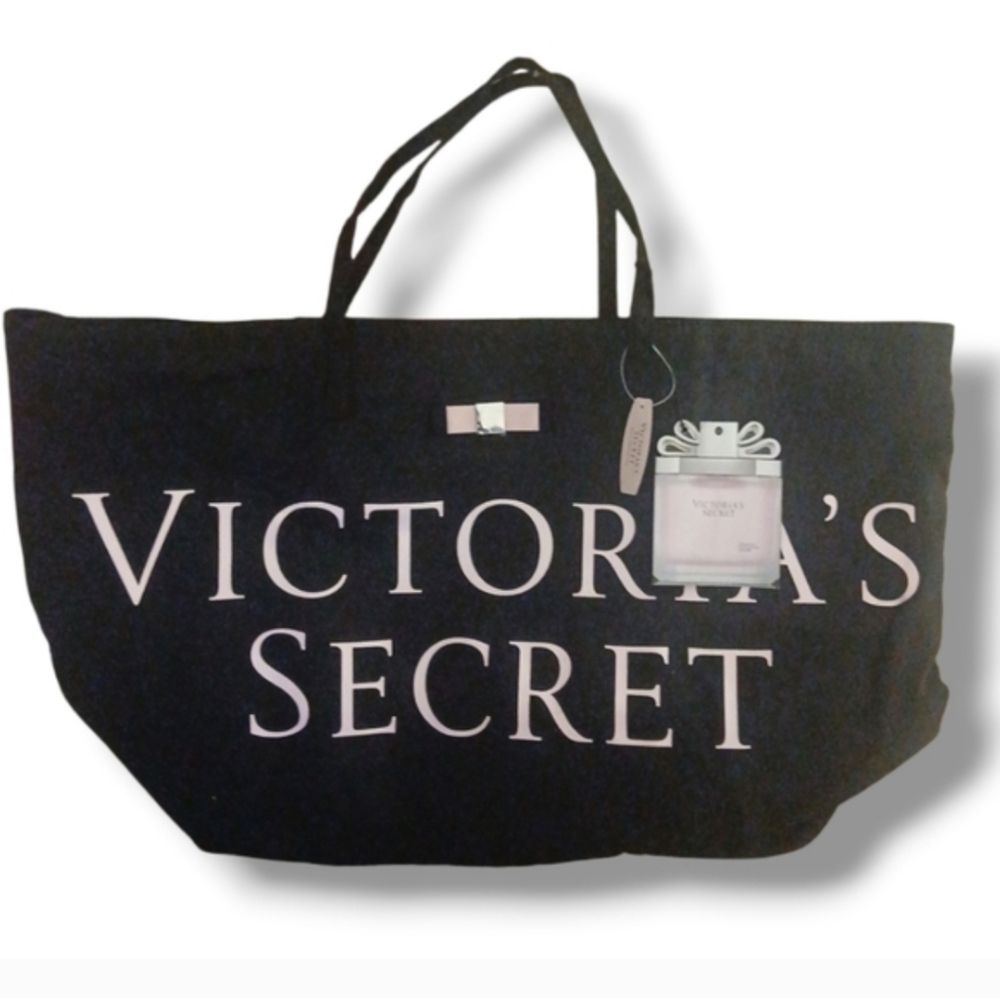 Victoria’s Secret Black Tote with Pink Logo – NWT - Picture 2 of 7